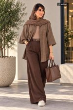 مانتو ژاکارد شیشه ای رنگ نسکافه ای