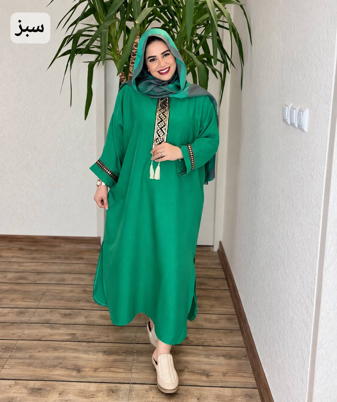 پیراهن مانتویی دلارا رنگ سبز