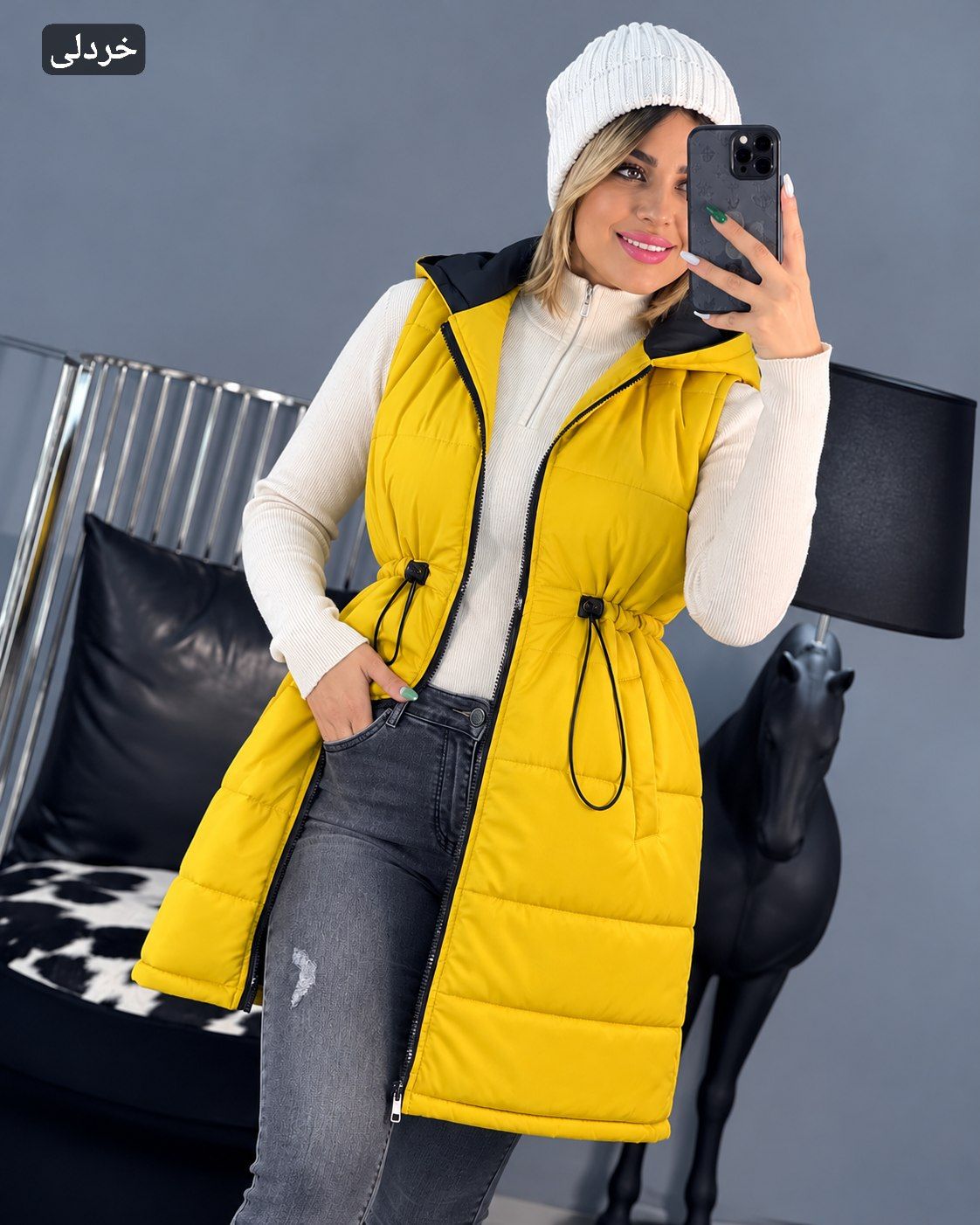 پافر دخترانه ساشا رنگ خردلی