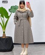 پیراهن مانتویی طرلان رنگ طوسی