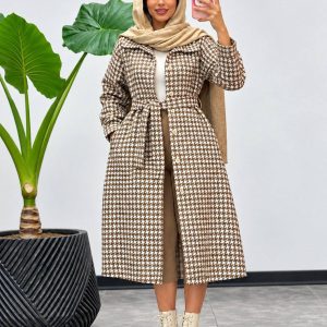 پیراهن مانتویی طرلان رنگ نسکافه ای