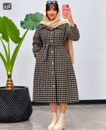 پیراهن مانتویی طرلان رنگ کرم